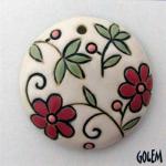 Round, flowers on white