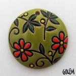 Round, flowers on lime green