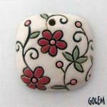 Square, flowers on white