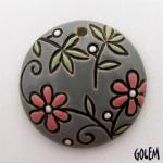 Round, flowers on grey
