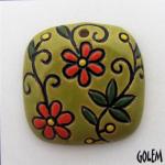 Square, flowers on lime green