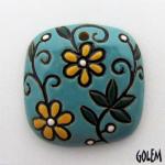 Square, flowers on bright blue
