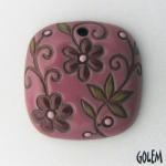 Square pendant, wine on terracotta