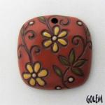Square pendant, salsa on terracotta