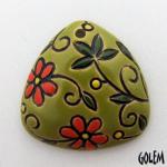 Triangle, flowers on lime green