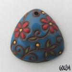 Triangle pendant, blue on terracotta