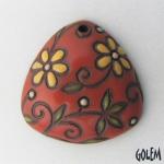 Triangle pendant, salsa on terracotta