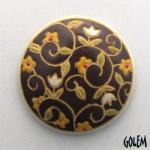 Round, flowers on brown
