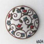 Round, flowers on white, terracotta