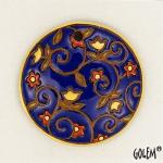 Round, flowers on deep blue