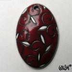 Arabesque - oval, red on dark