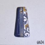 Small Trapezoid, flowers on white, deep blue