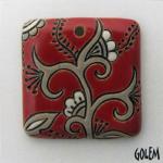 Cotton Blossoms - square pendant, Tuscany Red