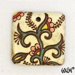 Cotton Blossoms - square pendant, Ivory