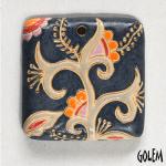 Cotton Blossoms - square pendant, Capri Blue