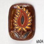 Flower - domed rectangle, dark amber