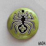 Round pendant, Spider, Lime Light & White on dark