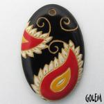 Paisley, large oval, black/red