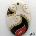 Paisley, large oval, creme & dark brown