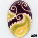 Paisley, large oval, purple & lime
