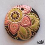 Pink Paisley Mandala, round domed pendant