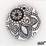 Paisley, round, white on dark