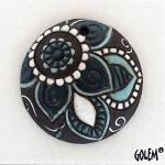 Paisley, round, aqua on dark