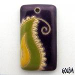 Paisley, rectangle, purple & green apple