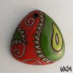 Paisley, domed triangle, Red & Green