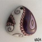Paisley, domed triangle, White & Purple