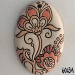 Cotton Flower, pink & white, long oval