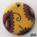 Paisley, large round, Yellow & Wine/terracotta