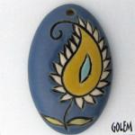 Paisley, long oval, blue