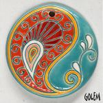Paisley, large round, red/blue
