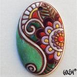 Paisley Flower, pink/purple/green, long oval