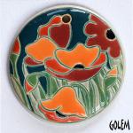 Large Round pendant, sunset poppies