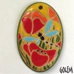 Oval/poppies & dragonfly