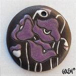 Purple poppies on dark, large round pendant