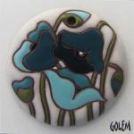 Large terracotta round, blue on white