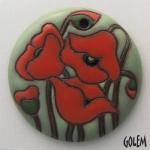 Large terracotta round, red on sage