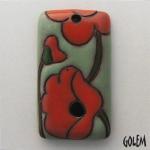Terracotta rectangle, red on sage
