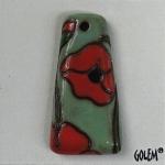 Trapezoid, terracotta, red on sage