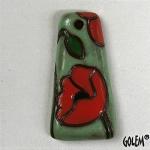 Trapezoid, terracotta, red on sage