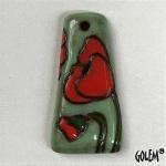 Trapezoid, terracotta, red on sage