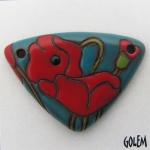 Large triangle, terracotta, red on blue