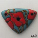 Large triangle, terracotta, red on blue