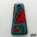 Trapezoid, terracotta, red on blue