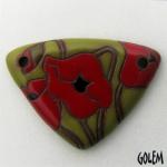 Large triangle, terracotta, red on green apple