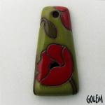 Terracotta rectangle, red on green apple