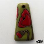 Terracotta rectangle, red on green apple